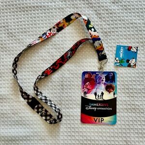 Disney Animation Las Vegas Immersive VIP Badge with Character Lanyard